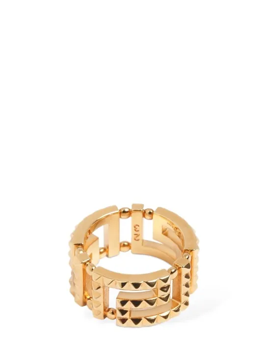 Versace   Studded Greek motif band ring 