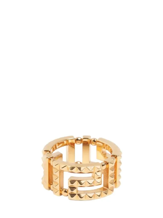 Versace   Studded Greek motif band ring 