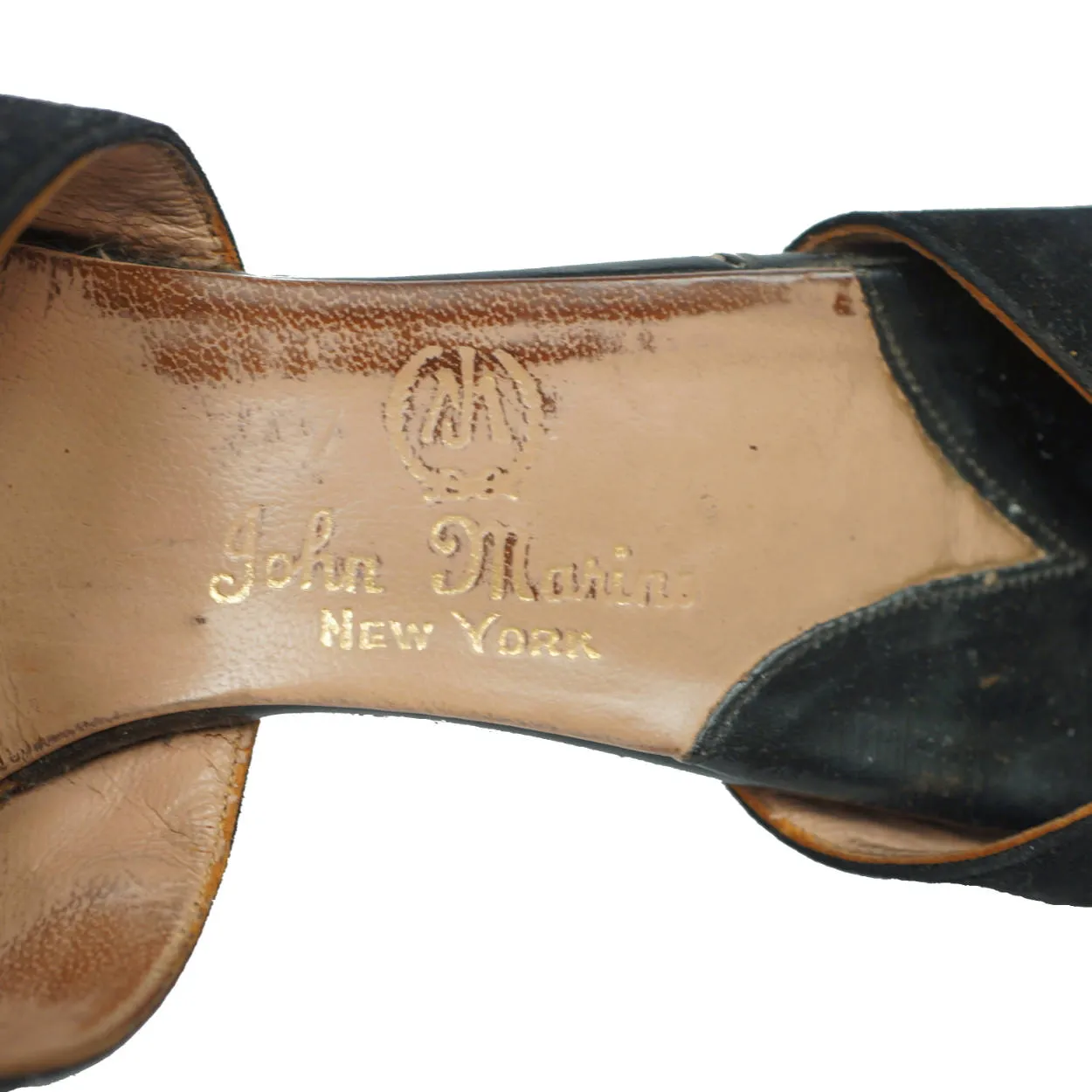 Vintage 1940s Swing Shoes Platform Style Peep Toe Pearl Jewelled Black Suede 8  