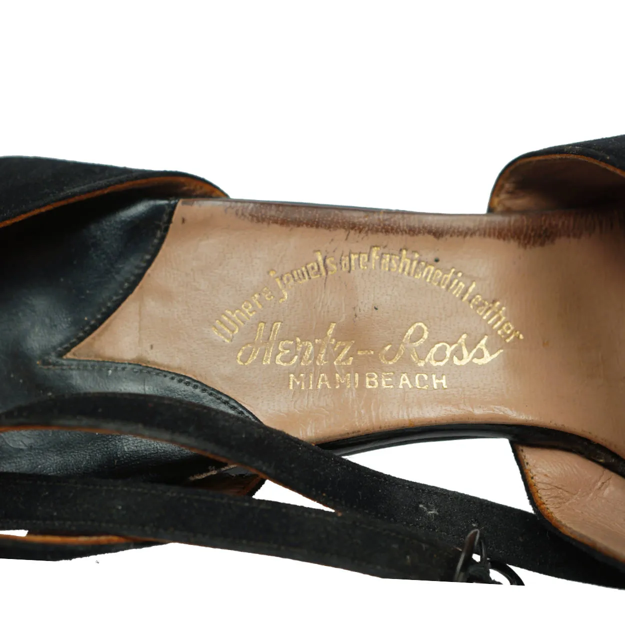 Vintage 1940s Swing Shoes Platform Style Peep Toe Pearl Jewelled Black Suede 8  