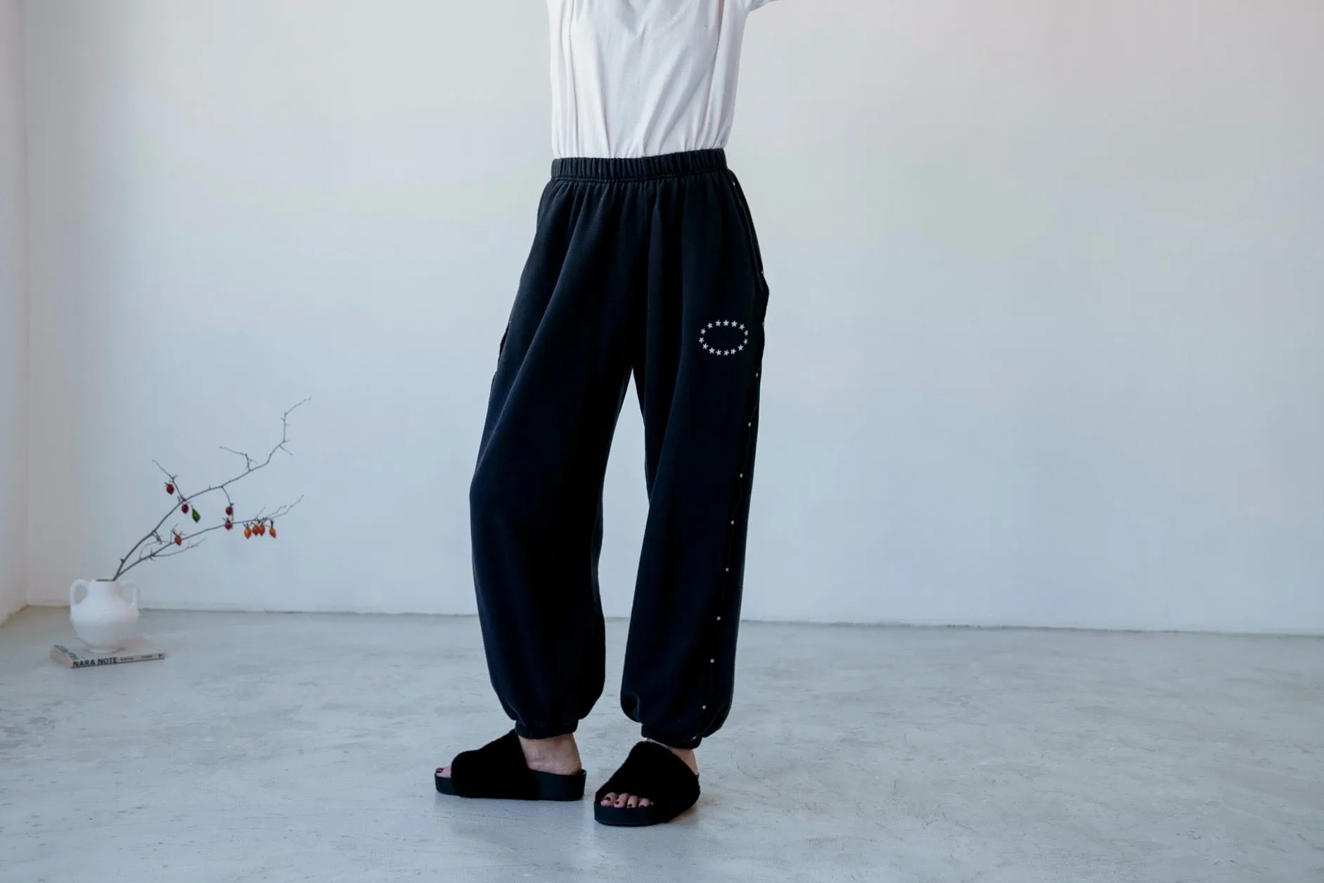 WASHED BLACK STUDDED STARS TRACK PANTS 🌟BEST BUY🌟