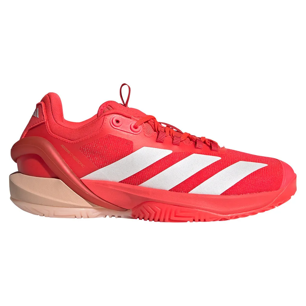Women`s Adizero Cybersonic 2 Tennis Shoes Lucid Red and Powder Coral