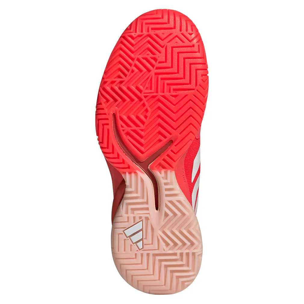 Women`s Adizero Cybersonic 2 Tennis Shoes Lucid Red and Powder Coral