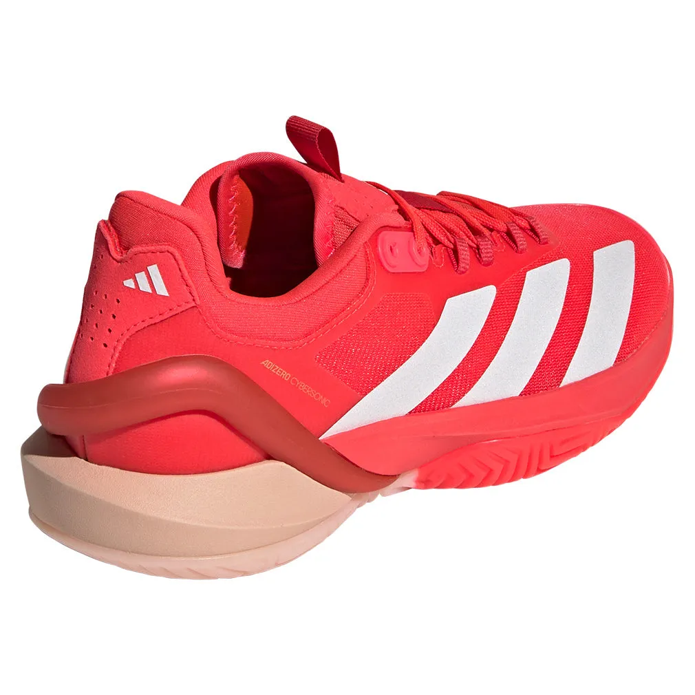 Women`s Adizero Cybersonic 2 Tennis Shoes Lucid Red and Powder Coral