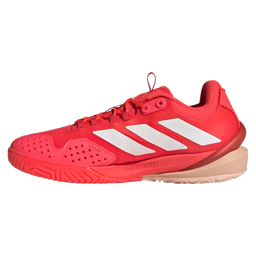 Women`s Adizero Cybersonic 2 Tennis Shoes Lucid Red and Powder Coral