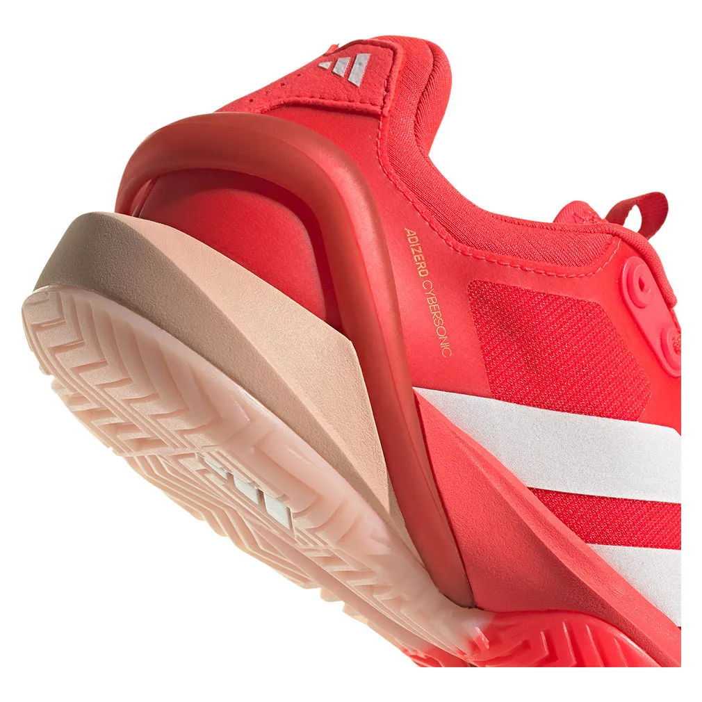 Women`s Adizero Cybersonic 2 Tennis Shoes Lucid Red and Powder Coral