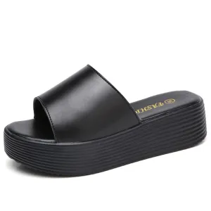 Women's leather thick bottom platform pretty street sandals