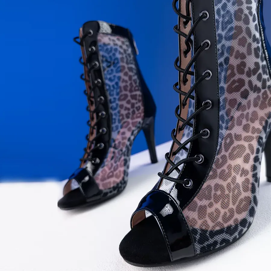 Women's Leopard 7cm/9cm Heel Leatherette Rubber Heels Dance Boots Jazz Street Sole Dance Shoes
