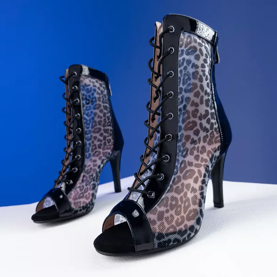 Women's Leopard 7cm/9cm Heel Leatherette Rubber Heels Dance Boots Jazz Street Sole Dance Shoes