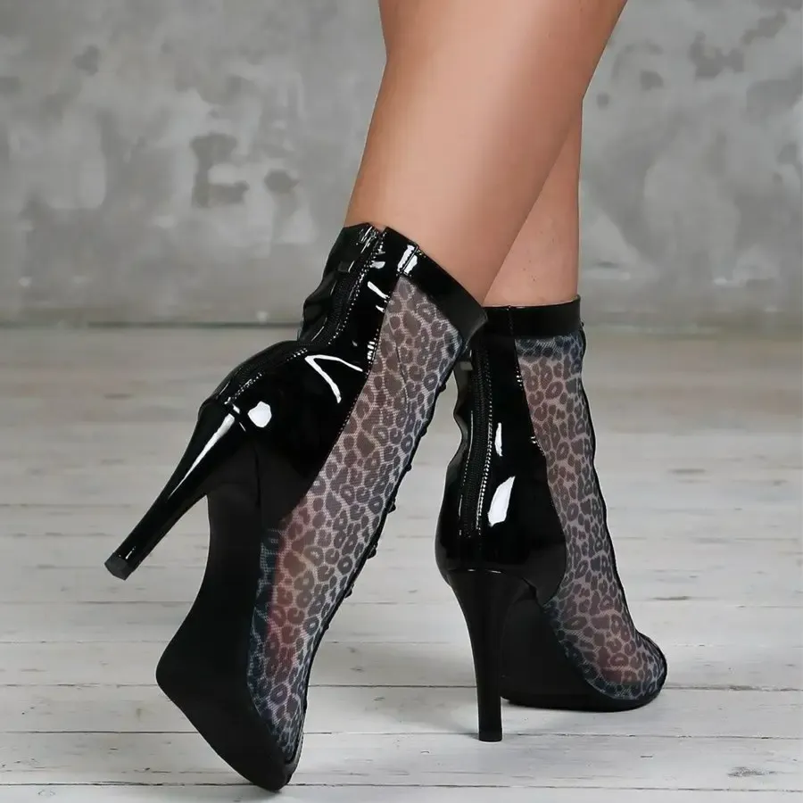 Women's Leopard 7cm/9cm Heel Leatherette Rubber Heels Dance Boots Jazz Street Sole Dance Shoes