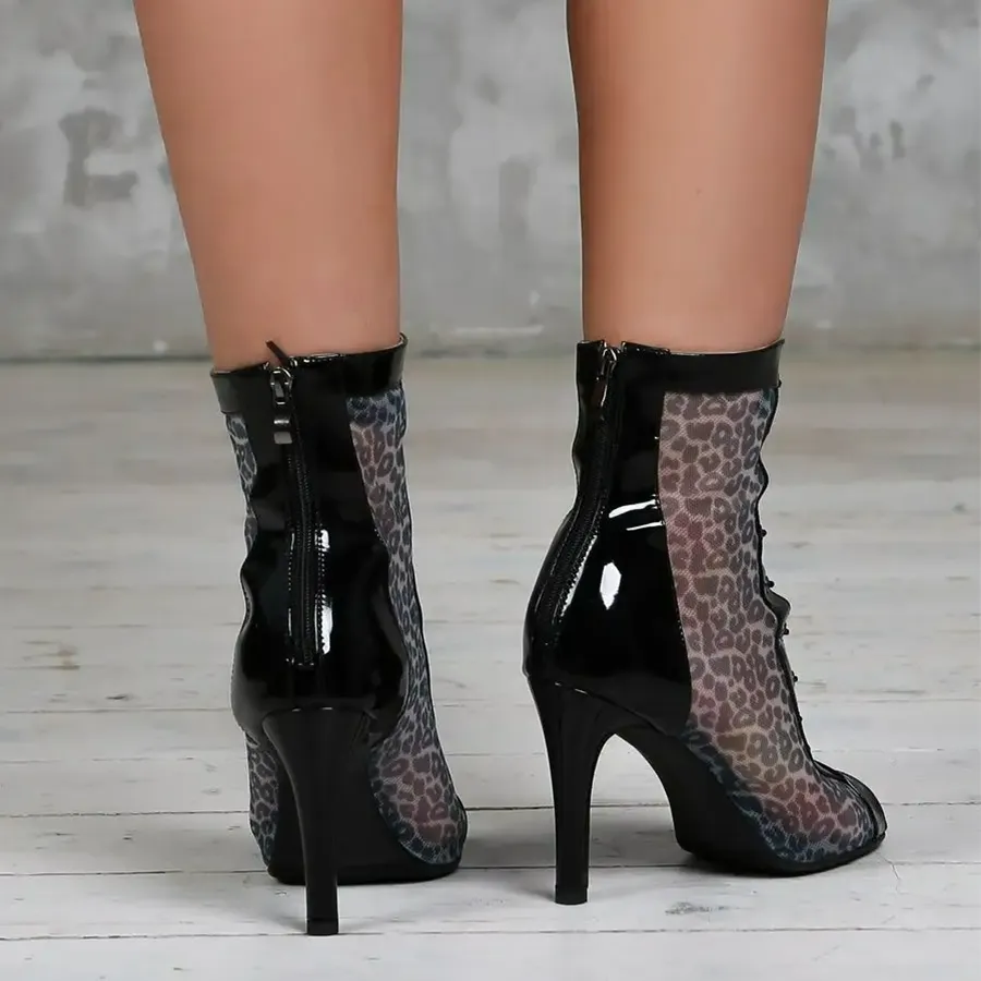 Women's Leopard 7cm/9cm Heel Leatherette Rubber Heels Dance Boots Jazz Street Sole Dance Shoes