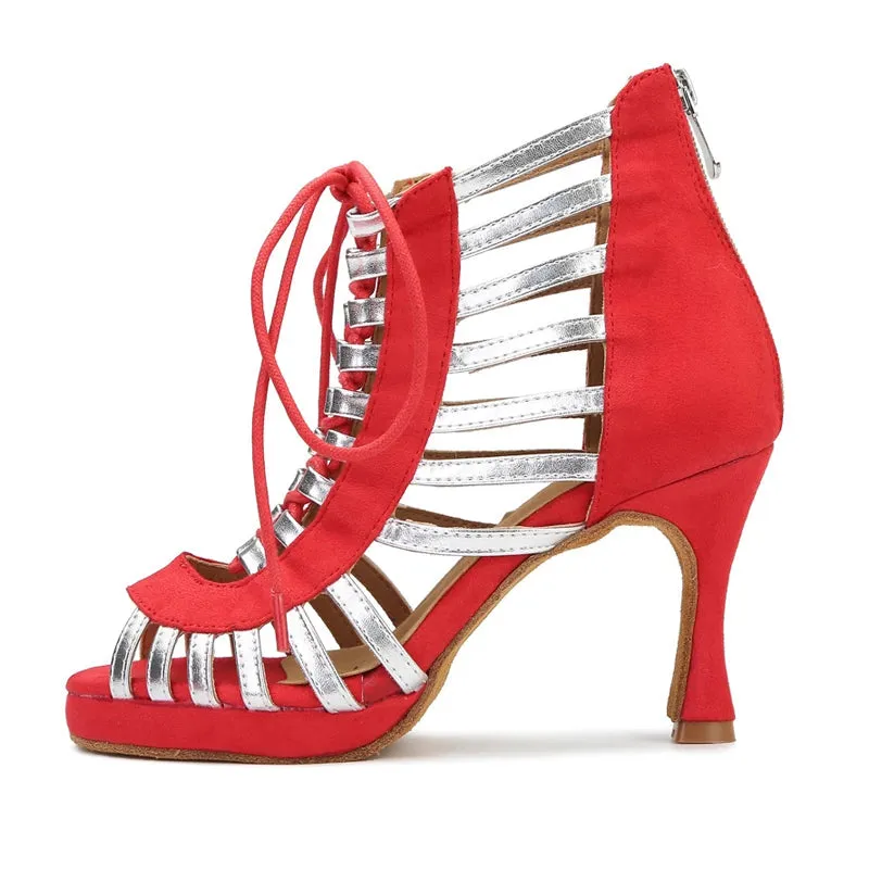 Women's PU Customized Heel Dance Boots Salsa Shoes Ballroom Dance Boots
