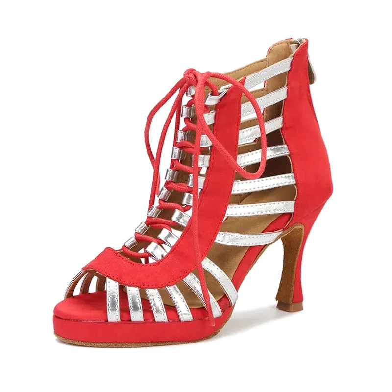 Women's PU Customized Heel Dance Boots Salsa Shoes Ballroom Dance Boots