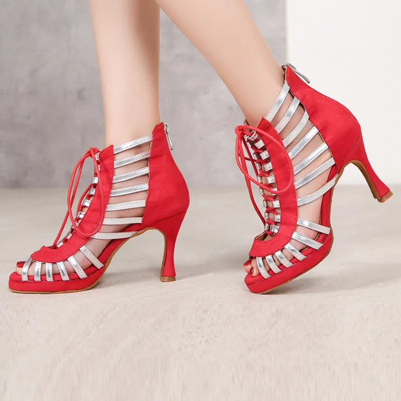 Women's PU Customized Heel Dance Boots Salsa Shoes Ballroom Dance Boots