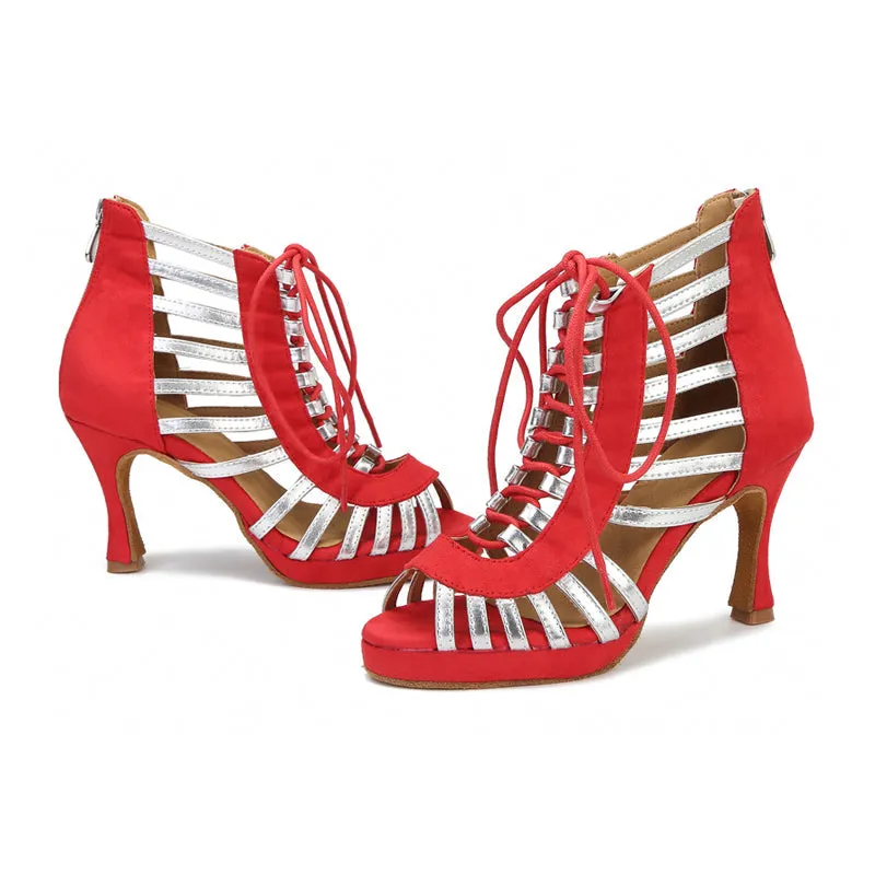 Women's PU Customized Heel Dance Boots Salsa Shoes Ballroom Dance Boots
