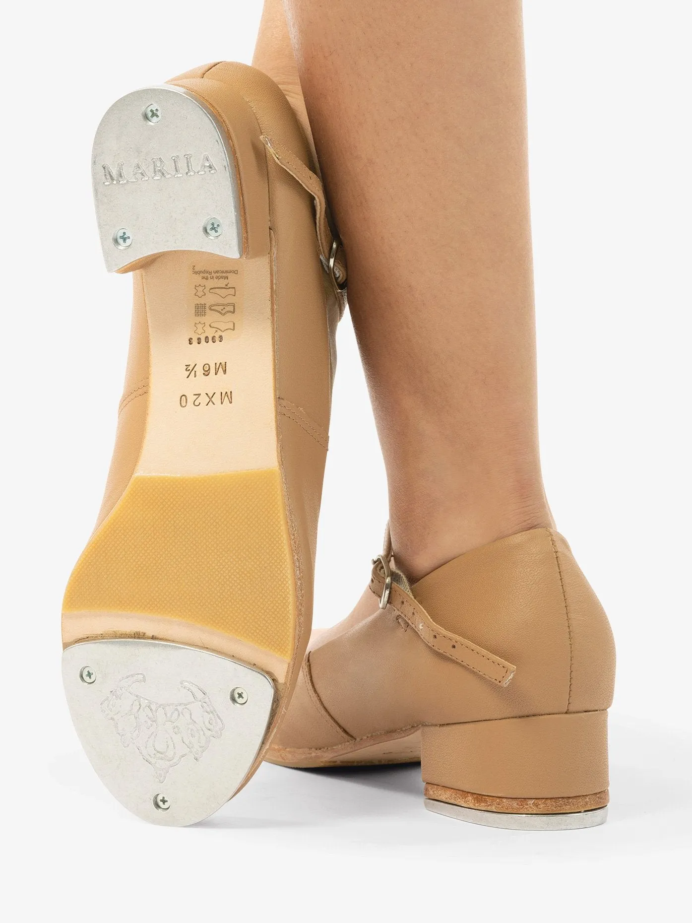 Womens Soft Leather Mary Jane Buckle Tap Shoes