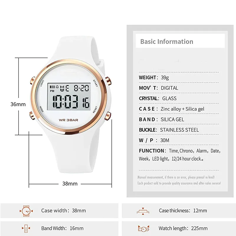 Women's Waterproof Sport Watch with Alarm Clock and LED Backlight