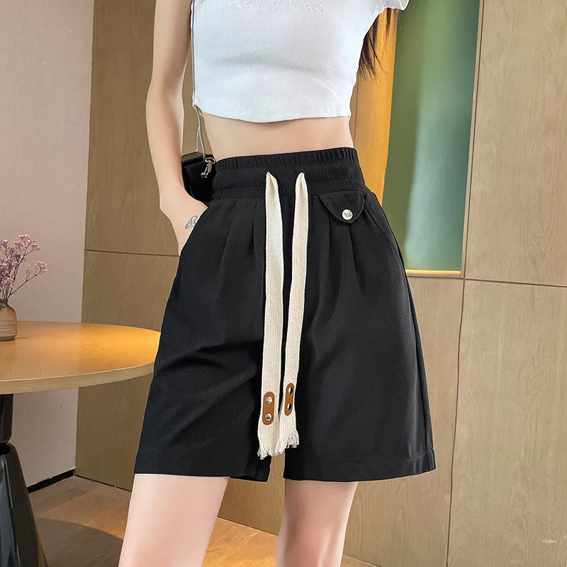 xiangtuibao Summer Exercise Shorts Female New Korean Thin Student Leisure All-Matching Western Style Cool Wide-Leg Half Pants